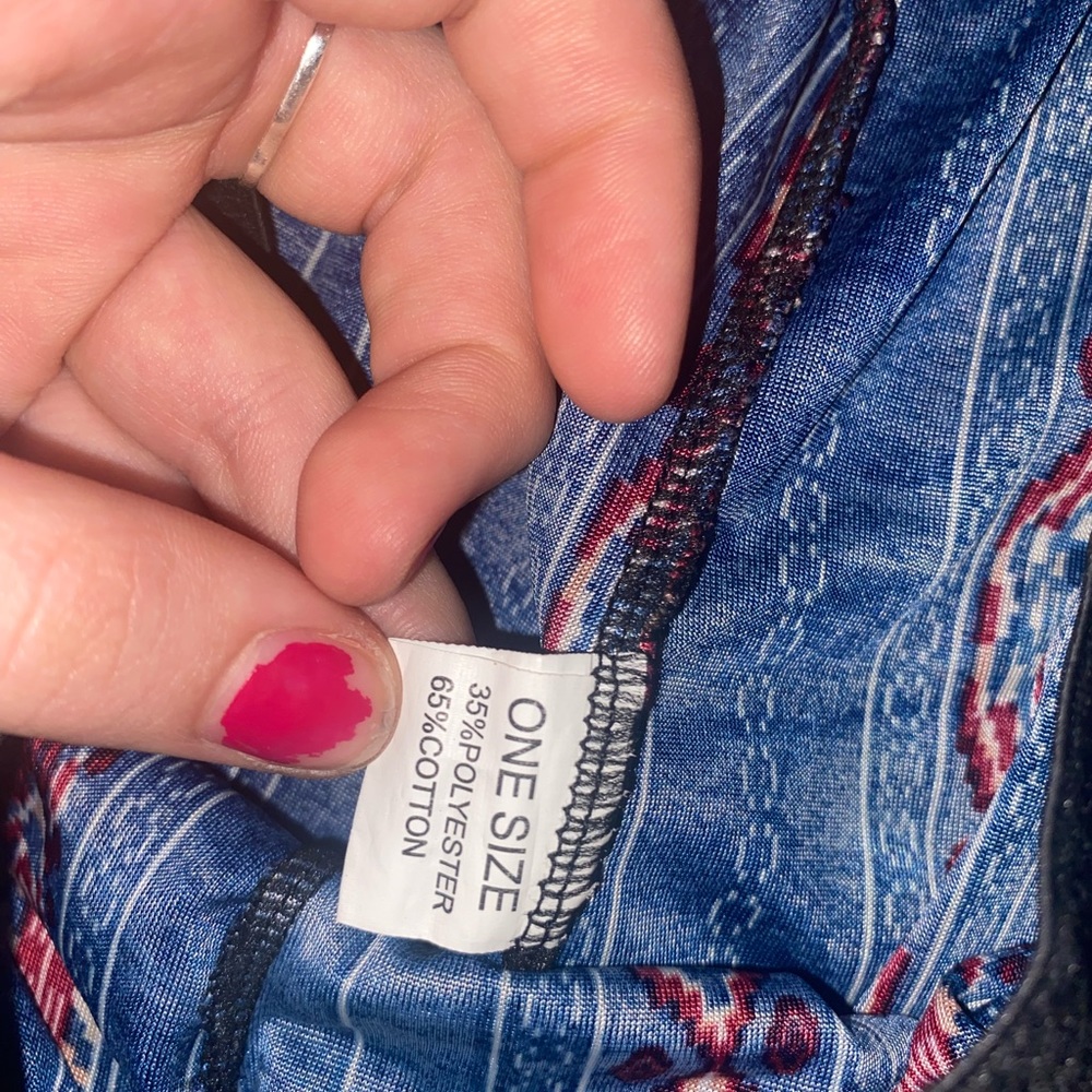 One size, blue with Aztec pattern, petite, flowy/hippie pants